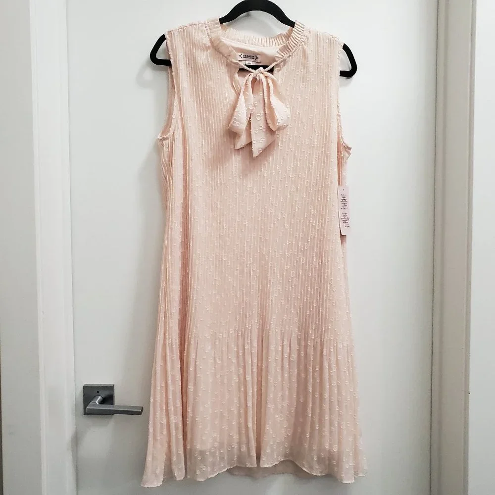 Nanette Lepore Blush Pink Sparkle Chiffon Midi-Length Cocktail Dress NWT - Picture 1 of 15
